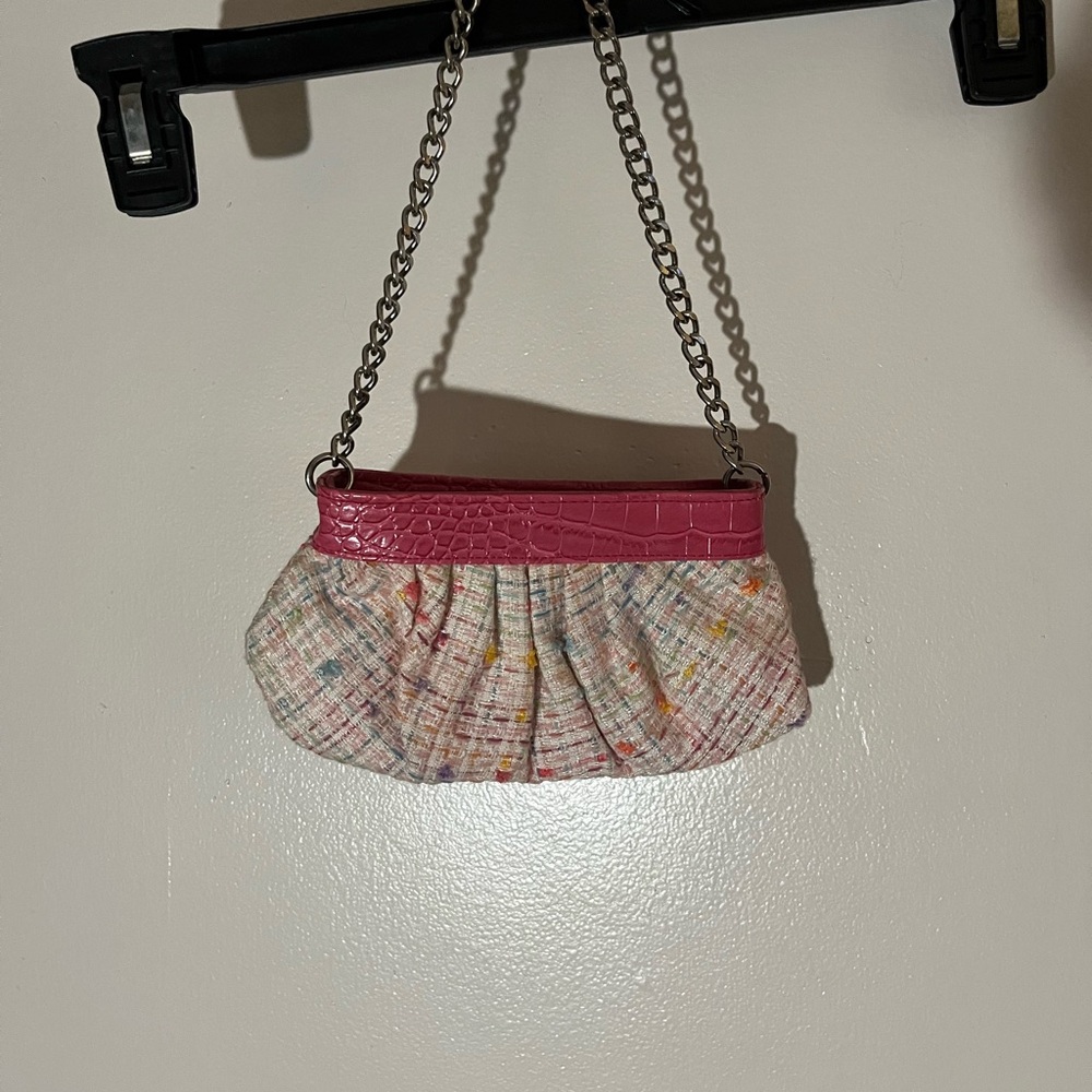 00’s Pink and Multicolor Tweed Chain Bag